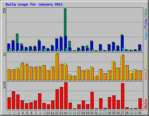 Daily usage for January 2011